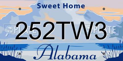 252TW3 Alabama License Plate