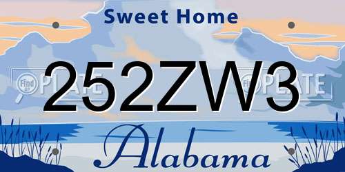 252ZW3 Alabama License Plate