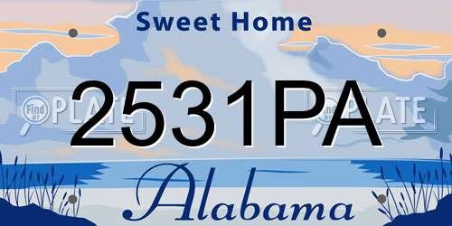2531PA Alabama License Plate