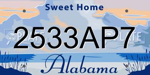 2533AP7 Alabama License Plate