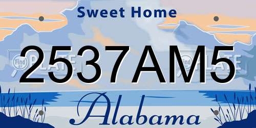 2537AM5 Alabama License Plate