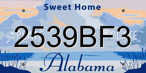 2539BF3 Alabama License Plate