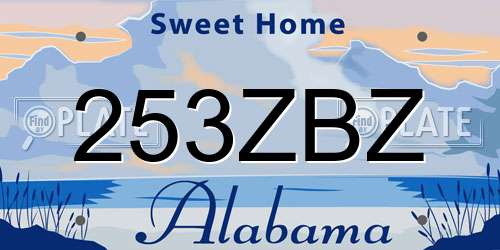 253ZBZ Alabama License Plate