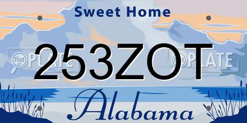 253ZOT Alabama License Plate