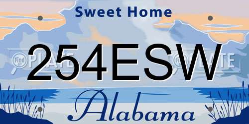 254ESW Alabama License Plate
