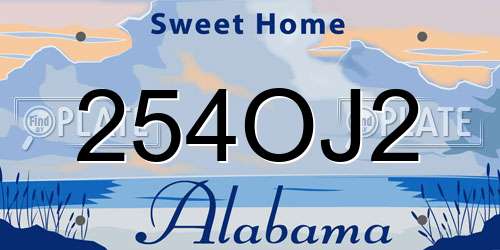254OJ2 Alabama License Plate