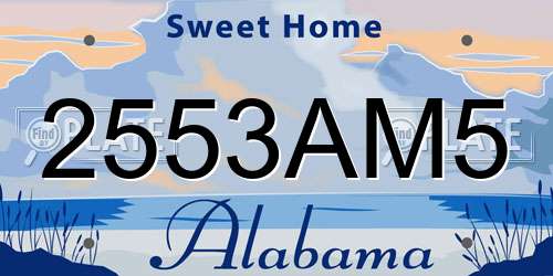 2553AM5 Alabama License Plate