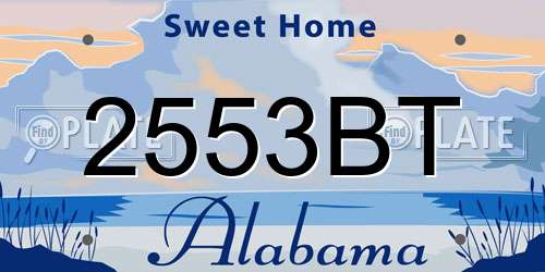 2553BT Alabama License Plate