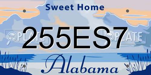 255ES7 Alabama License Plate