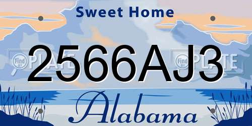 2566AJ3 Alabama License Plate