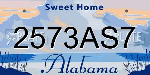 2573AS7 Alabama License Plate