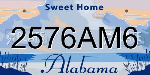 2576AM6 Alabama License Plate
