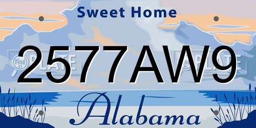 2577AW9 Alabama License Plate