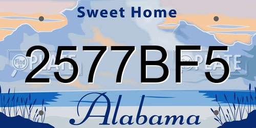 2577BF5 Alabama License Plate