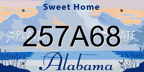 257A68 Alabama License Plate