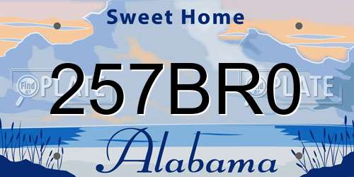 257BR0 Alabama License Plate