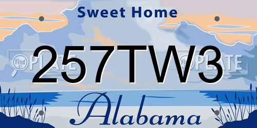 257TW3 Alabama License Plate