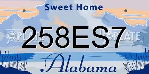 258ES7 Alabama License Plate