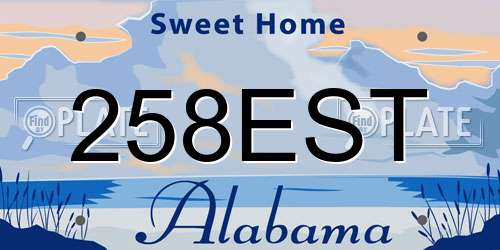 258EST Alabama License Plate