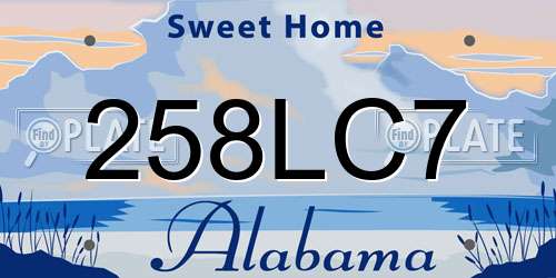 258LC7 Alabama License Plate