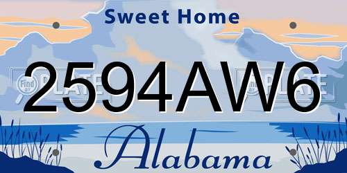 2594AW6 Alabama License Plate