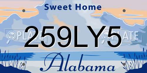 259LY5 Alabama License Plate