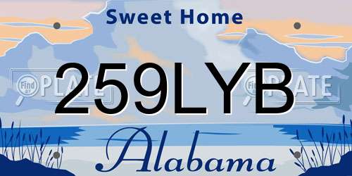 259LYB Alabama License Plate