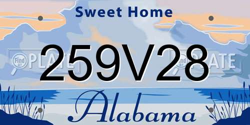259V28 Alabama License Plate