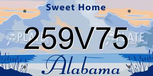 259V75 Alabama License Plate