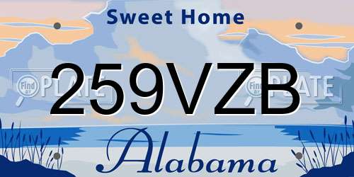 259VZB Alabama License Plate