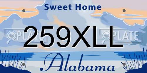 259XLL Alabama License Plate