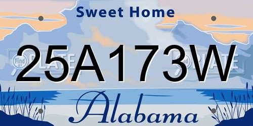 25A173W Alabama License Plate