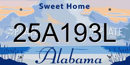 25A193L Alabama License Plate