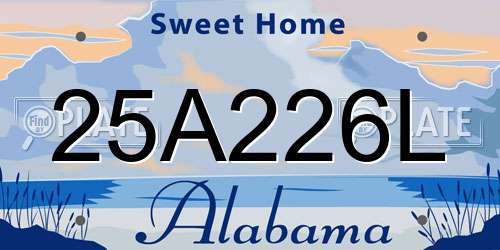 25A226L Alabama License Plate
