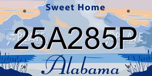 25A285P Alabama License Plate