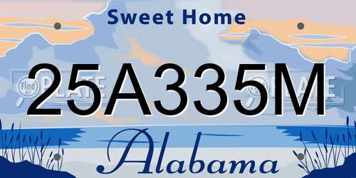 25A335M Alabama License Plate