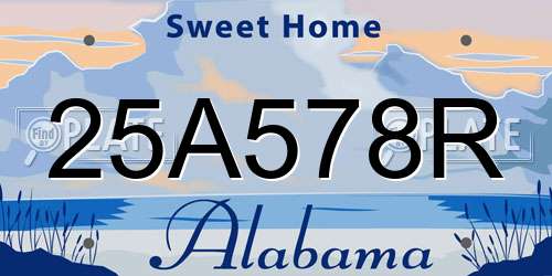 25A578R Alabama License Plate