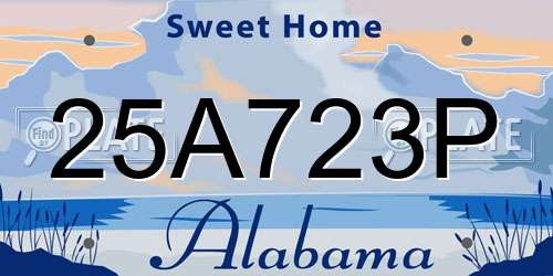 25A723P Alabama License Plate