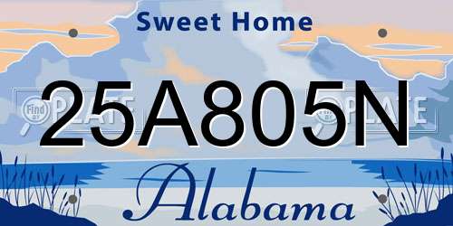 25A805N Alabama License Plate