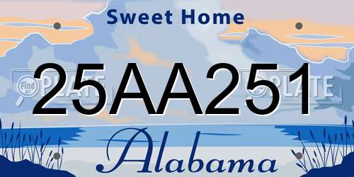 25AA251 Alabama License Plate