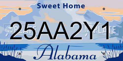 25AA2Y1 Alabama License Plate
