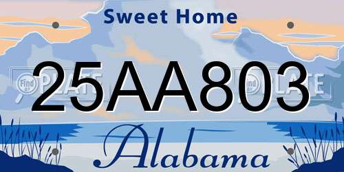 25AA803 Alabama License Plate