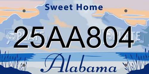 25AA804 Alabama License Plate