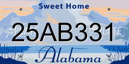 25AB331 Alabama License Plate