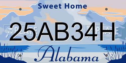 25AB34H Alabama License Plate