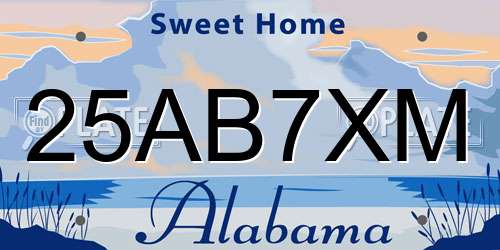25AB7XM Alabama License Plate