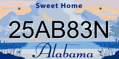 25AB83N Alabama License Plate