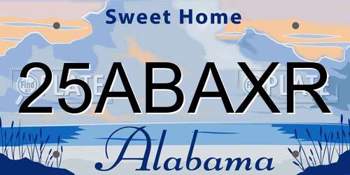 25ABAXR Alabama License Plate