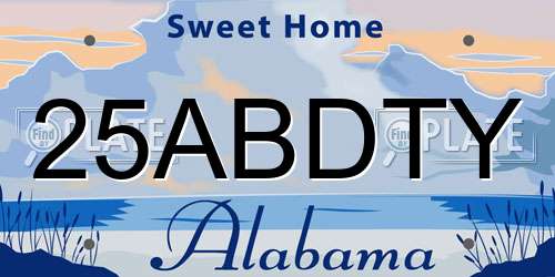 25ABDTY Alabama License Plate