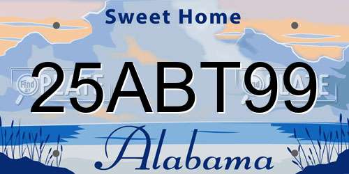 25ABT99 Alabama License Plate
